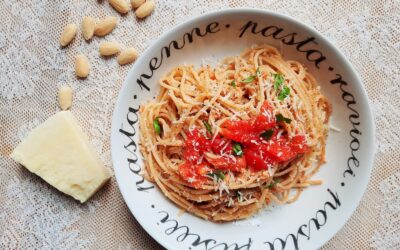 Spaghetti met amandelpesto