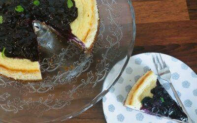 Ricotta cheesecake met blauwe bessen