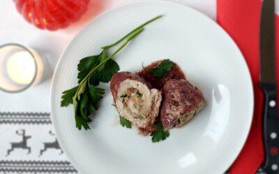 Gevulde kalfsrolletjes met mozzarella en parmaham